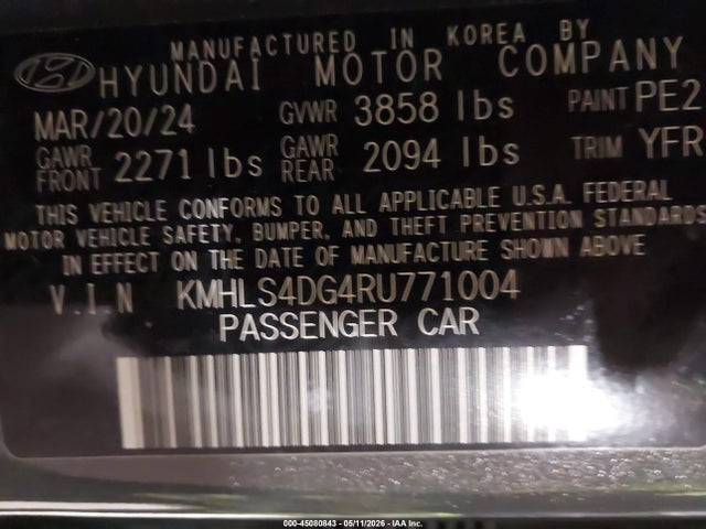 45080843 :رقم المزاد ، KMHLS4DG4RU771004 vin ، 2024 Hyundai Elantra Sel مزاد بيع
