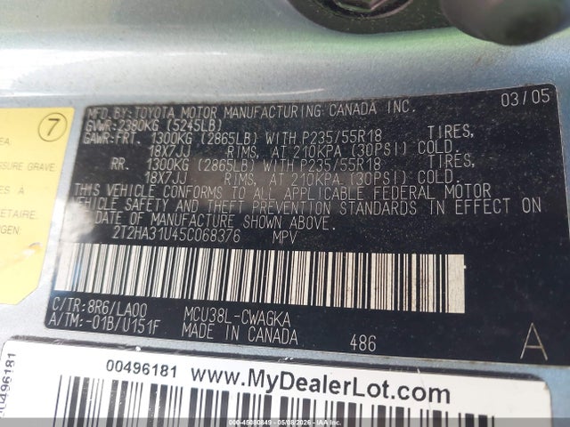 Aukcja sprzedaży 2005 Lexus Rx 330, vin: 2T2HA31U45C068376, numer aukcji: 45080849