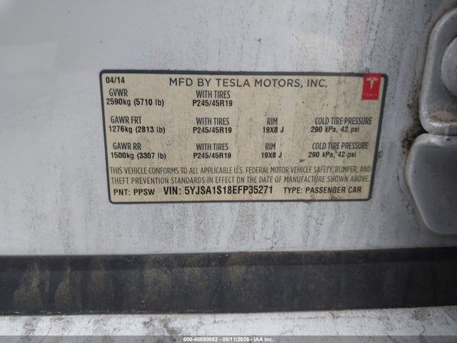 Tesla MODEL S 2014 5YJSA1S18EFP35271 Image 9
