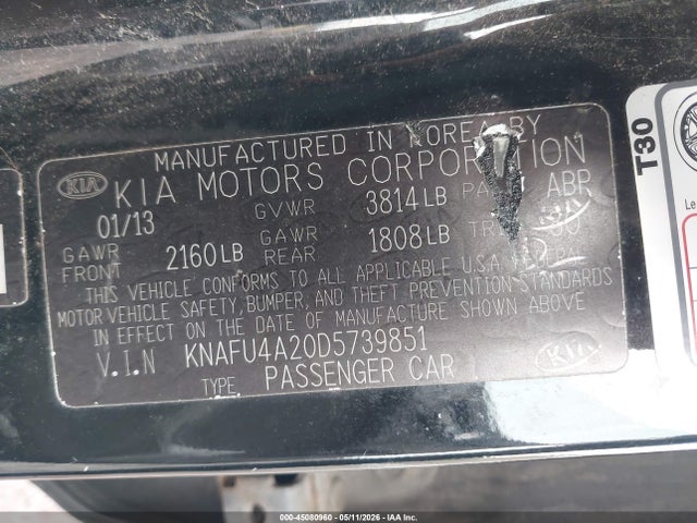 Aukcja sprzedaży 2013 Kia Forte Ex, vin: KNAFU4A20D5739851, numer aukcji: 45080960