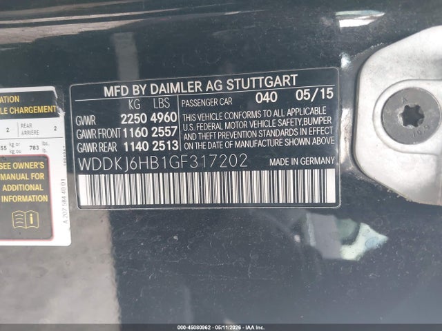 Aukcja sprzedaży 2016 Mercedes-benz E 400 4matic, vin: WDDKJ6HB1GF317202, numer aukcji: 45080962