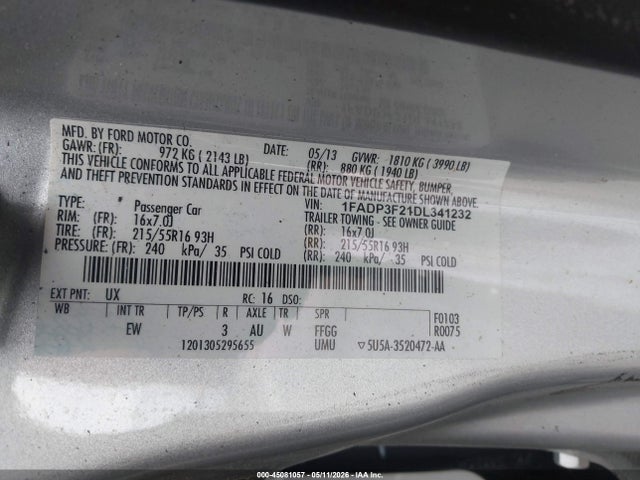 Aukcja sprzedaży 2013 Ford Focus Se, vin: 1FADP3F21DL341232, numer aukcji: 45081057