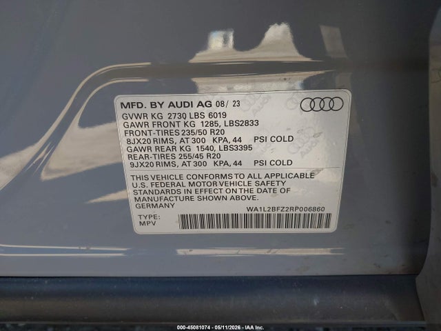 WA1L2BFZ2RP006860 Audi Q4 E-tron Premium Plus 50 Quattro