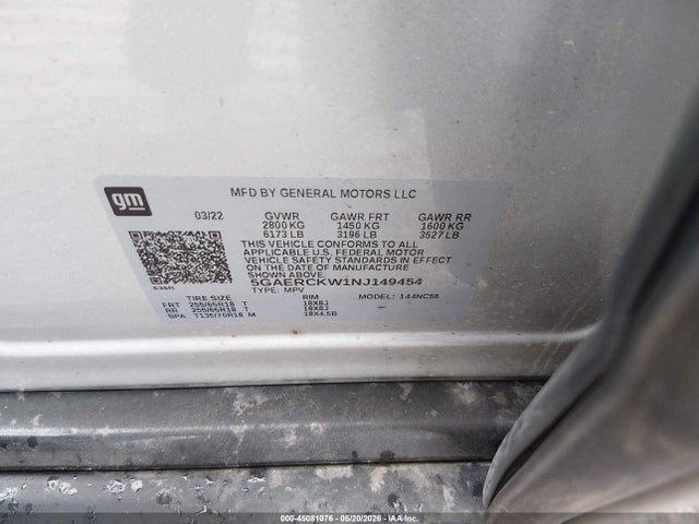 Aukcja sprzedaży 2022 Buick Enclave Fwd Premium, vin: 5GAERCKW1NJ149454, numer aukcji: 45081076