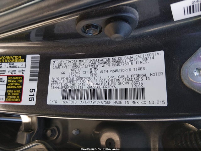 3TMMU4FN5FM074343 Toyota Tacoma Base V6
