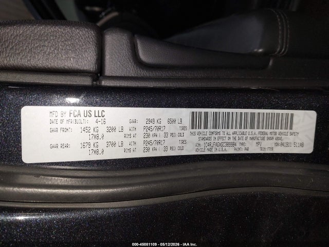 Aukcja sprzedaży 2016 Jeep Grand Cherokee Laredo, vin: 1C4RJFAGXGC389984, numer aukcji: 45081109