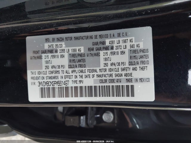 2023 Mazda Cx-30 2.5 S Preferred მანქანა იყიდება აუქციონზე, vin: 3MVDMBCM2PM561497, აუქციონის ნომერი: 45081126