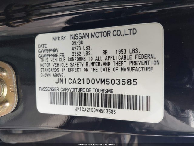Продажа на аукционе авто 1997 Nissan Maxima Gle/gxe/se, vin: JN1CA21D0VM503585, номер лота: 45081188