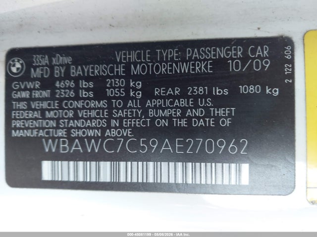 Продажа на аукционе авто 2010 Bmw 335i Xdrive, vin: WBAWC7C59AE270962, номер лота: 45081199