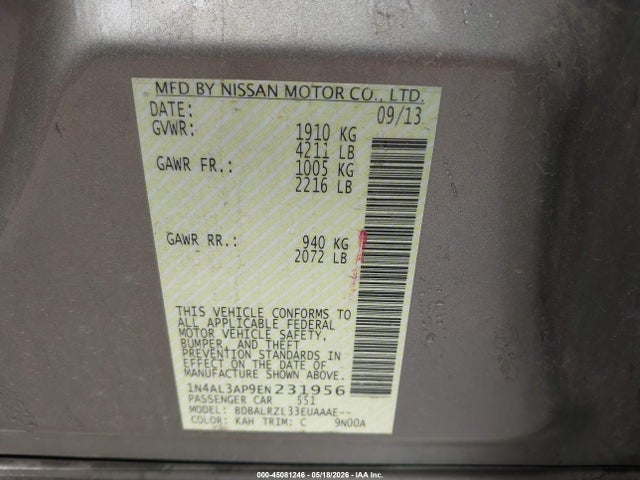 1N4AL3AP9EN231956 Nissan Altima 2.5 S