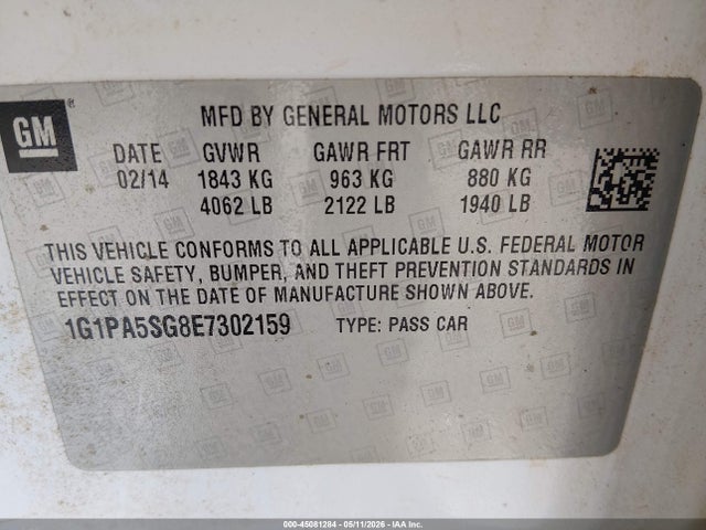 1G1PA5SG8E7302159 Chevrolet Cruze Ls Auto