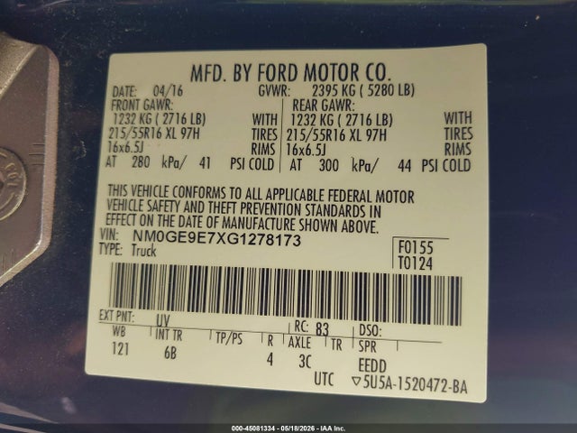 Ford Transit Connect Xl 2016 NM0GE9E7XG1278173 Image 9