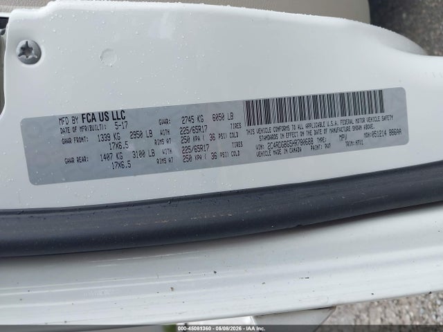 2017 Dodge Grand Caravan Se მანქანა იყიდება აუქციონზე, vin: 2C4RDGBG5HR780688, აუქციონის ნომერი: 45081360