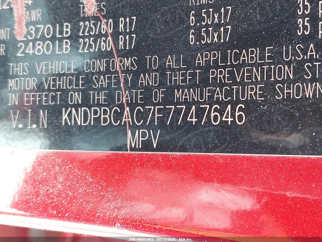 Продаж на аукціоні авто 2015 Kia Sportage Lx, vin: KNDPBCAC7F7747646, номер лоту: 45081403