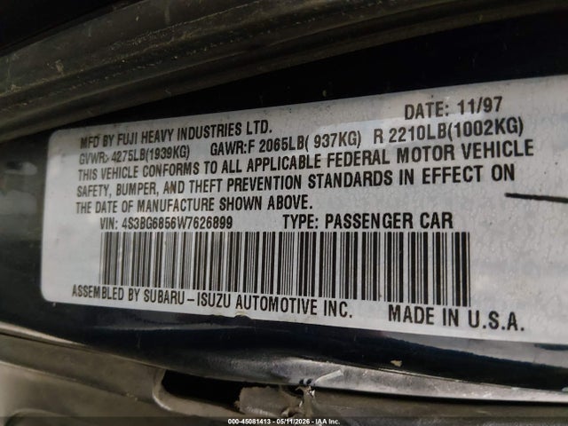45081413 :رقم المزاد ، 4S3BG6856W7626899 vin ، 1998 Subaru Legacy Outback/outback Limited/outback Sport مزاد بيع