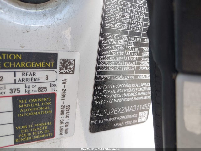 SALYJ2EX2MA311455 Land Rover Range Rover Velar P250 S