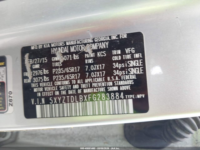 Продаж на аукціоні авто 2015 Hyundai Santa Fe Sport 2.4l, vin: 5XYZTDLBXFG283884, номер лоту: 45081460