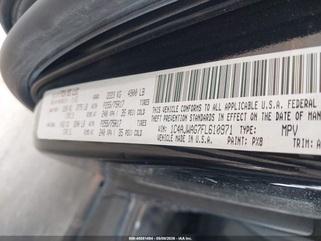 2015 Jeep Wrangler Sport მანქანა იყიდება აუქციონზე, vin: 1C4AJWAG7FL610971, აუქციონის ნომერი: 45081494