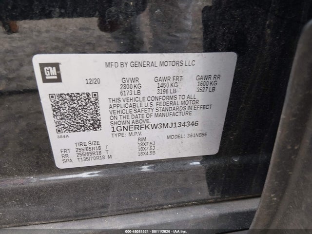 Продажа на аукционе авто 2021 Chevrolet Traverse Fwd Ls, vin: 1GNERFKW3MJ134346, номер лота: 45081521