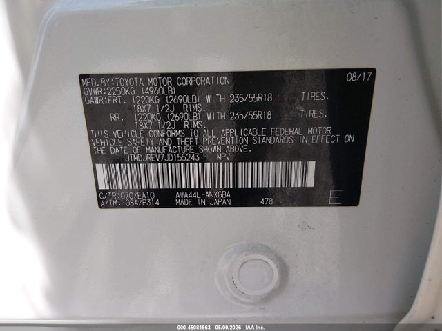 JTMDJREV7JD155243 Toyota Rav4 Hybrid Limited