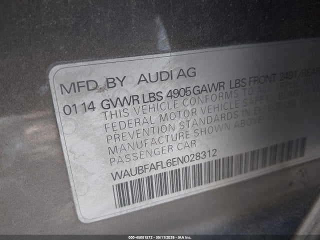 45081572 :رقم المزاد ، WAUBFAFL6EN028312 vin ، 2014 Audi A4 2.0t Premium مزاد بيع