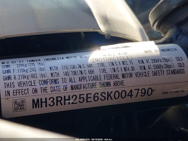 MH3RH25E6SK004790 Yamaha Yfz320 A