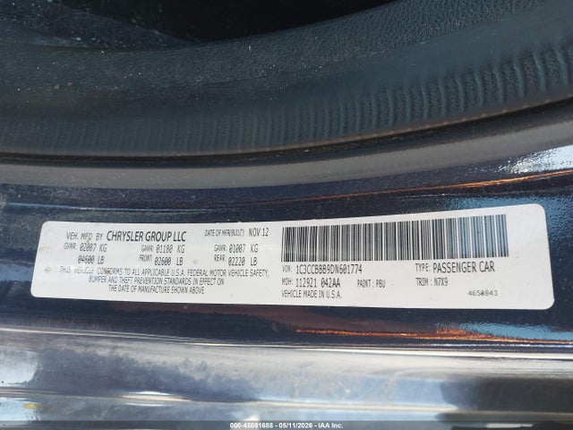 Aukcja sprzedaży 2013 Chrysler 200 Touring, vin: 1C3CCBBB9DN601774, numer aukcji: 45081688