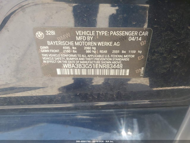 BMW 328i Xdrive 2014 WBA3B3G51ENR83448 Image 9