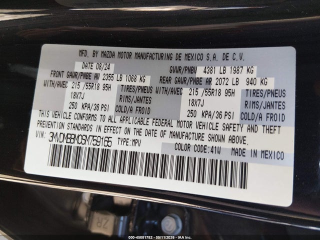 Aukcja sprzedaży 2025 Mazda Cx-30 2.5 S Select Sport, vin: 3MVDMBBM0SM759165, numer aukcji: 45081782