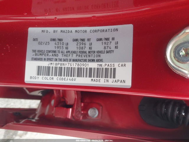 2025 Mazda Mazda3 2.5 Turbo Premium Plus მანქანა იყიდება აუქციონზე, vin: JM1BPBNY7S1780901, აუქციონის ნომერი: 45081786