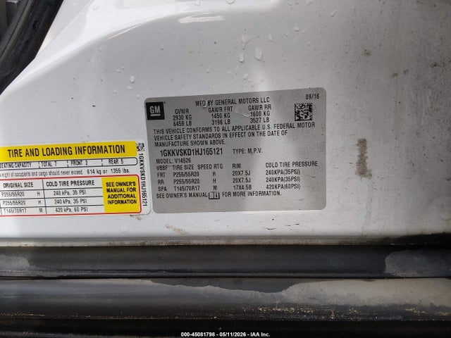 Aukcja sprzedaży 2017 Gmc Acadia Limited, vin: 1GKKVSKD1HJ165121, numer aukcji: 45081798