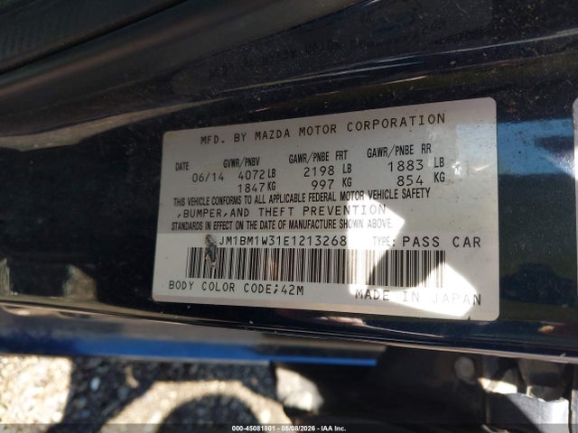 Aukcja sprzedaży 2014 Mazda Mazda3 S Grand Touring, vin: JM1BM1W31E1213268, numer aukcji: 45081801