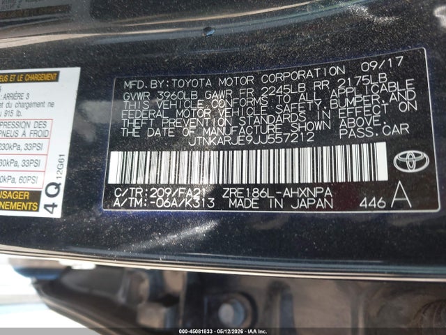 45081833 :رقم المزاد ، JTNKARJE9JJ557212 vin ، 2018 Toyota Corolla Im مزاد بيع