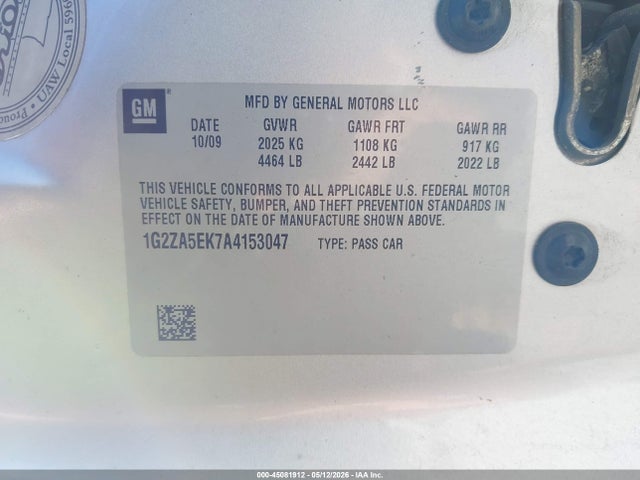 Aukcja sprzedaży 2010 Pontiac G6, vin: 1G2ZA5EK7A4153047, numer aukcji: 45081912