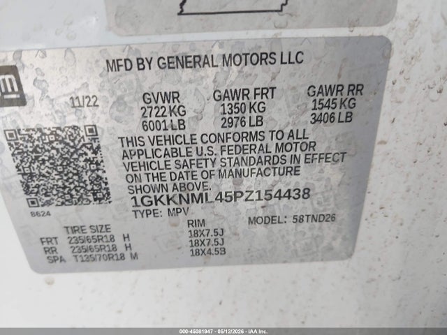 Aukcja sprzedaży 2023 Gmc Acadia Fwd Slt, vin: 1GKKNML45PZ154438, numer aukcji: 45081947