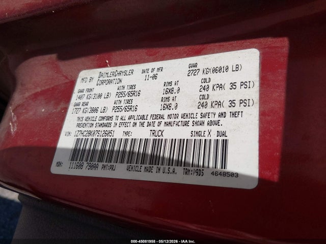 Aukcja sprzedaży 2007 Mitsubishi Raider Ls, vin: 1Z7HC28K07S126051, numer aukcji: 45081958