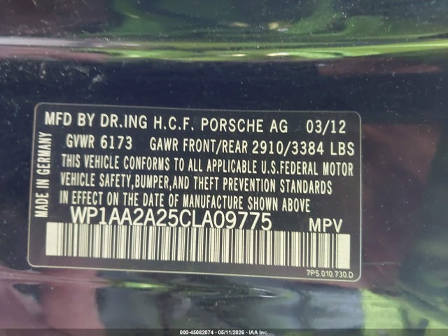 2012 Porsche Cayenne მანქანა იყიდება აუქციონზე, vin: WP1AA2A25CLA09775, აუქციონის ნომერი: 45082074
