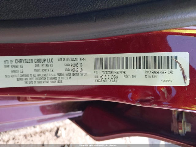 Продажа на аукционе авто 2015 Chrysler 200 C, vin: 1C3CCCCB4FN577276, номер лота: 45082080