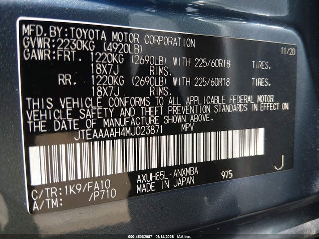Toyota VENZA LE 2021 JTEAAAAH4MJ023871 Image 9