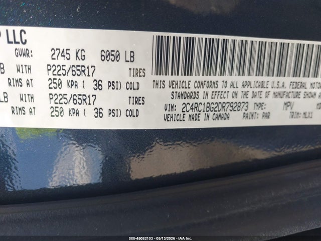Продажа на аукционе авто 2013 Chrysler Town & Country Touring, vin: 2C4RC1BG2DR792873, номер лота: 45082103