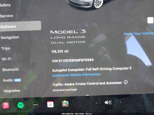 Aukcja sprzedaży 2021 Tesla Model 3 Long Range Dual Motor All-wheel Drive, vin: 5YJ3E1EB0MF870594, numer aukcji: 45082105