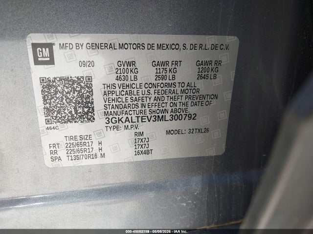Aukcja sprzedaży 2021 Gmc Terrain Awd Sle, vin: 3GKALTEV3ML300792, numer aukcji: 45082119