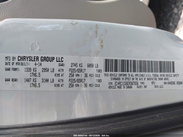 Продаж на аукціоні авто 2014 Chrysler Town & Country Touring-l 30th Anniversary, vin: 2C4RC1CG6ER367656, номер лоту: 45082144