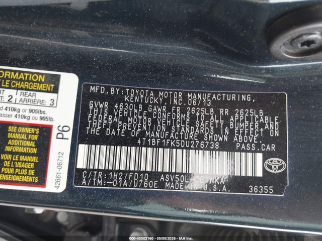 Продажа на аукционе авто 2013 Toyota Camry Le, vin: 4T1BF1FK5DU276738, номер лота: 45082160
