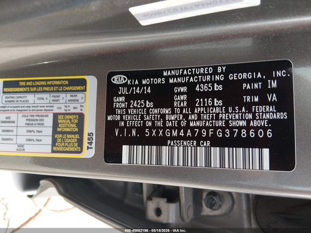 Продаж на аукціоні авто 2015 Kia Optima Lx, vin: 5XXGM4A79FG378606, номер лоту: 45082196
