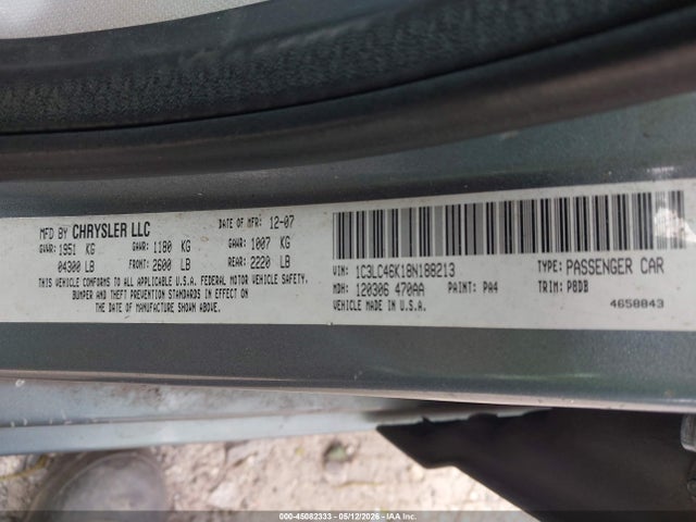 2008 Chrysler Sebring Lx მანქანა იყიდება აუქციონზე, vin: 1C3LC46K18N188213, აუქციონის ნომერი: 45082333