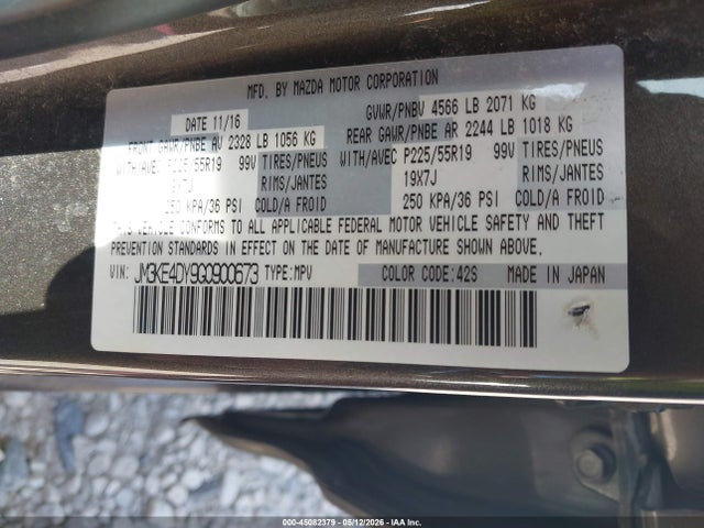 Продажа на аукционе авто 2016 Mazda Cx-5 Grand Touring, vin: JM3KE4DY9G0900673, номер лота: 45082379