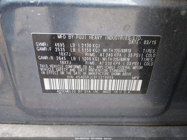 Продажа на аукционе авто 2015 Subaru Outback 2.5i Limited, vin: 4S4BSAJC8F3319909, номер лота: 45082382