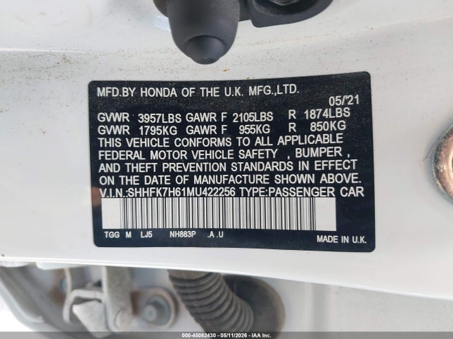 SHHFK7H61MU422256 Honda CIVIC EX