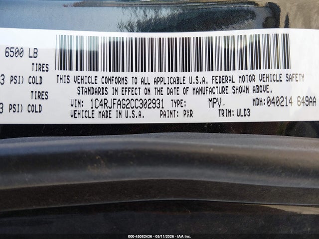 Aukcja sprzedaży 2012 Jeep Grand Cherokee Laredo, vin: 1C4RJFAG2CC302931, numer aukcji: 45082436